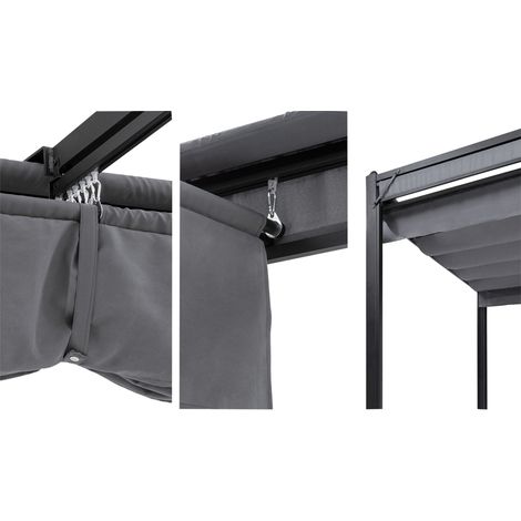 Blumfeldt Pantheon 3x4 Pérgola Colgadizo Toldo Cenador Carpa 3x4m Aluminio Toldo Poliéster gris