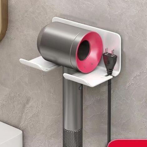 Hair Dryer Holder, Wall Mounted Hair Dryer Holder, Hair Dryer Holder No Drilling Hair Dryer Holder, Hair Dryer and Straightener Holder, Suitable for Most Hair Dryers (B (1/3)