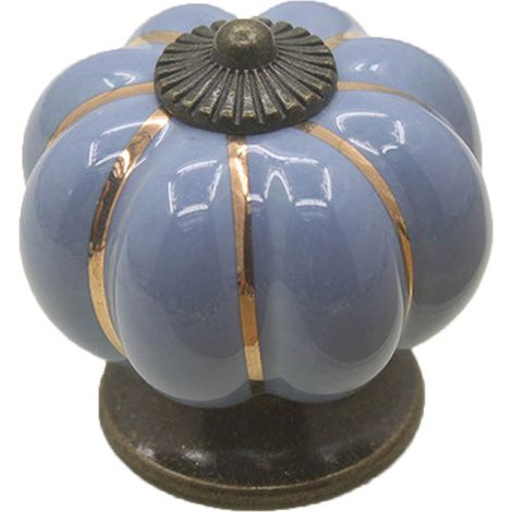 Ceramic Pumpkin Door Knob Drawer Cupboard Wardrobe Furniture Pull Handle (Royal Blue) (1/3)