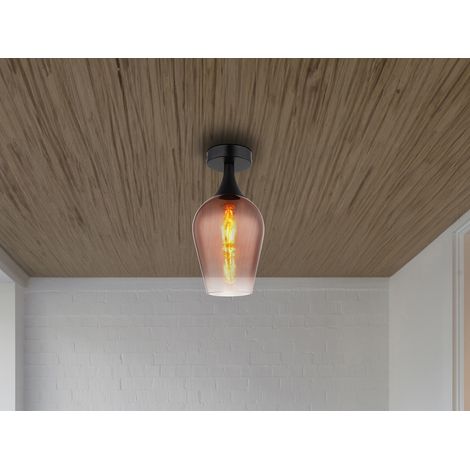 Kleine LED Deckenleuchte mit Glas Lampenschirm Kupferfarbig, Ø 15cm (1/5)