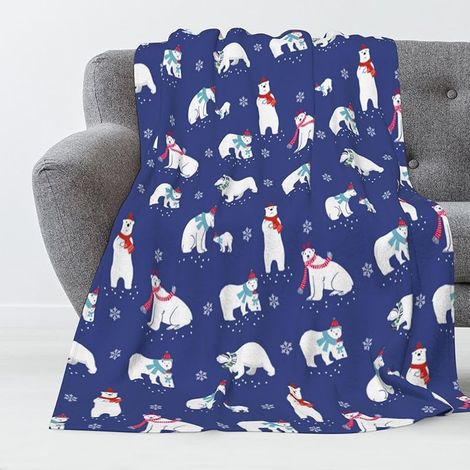 Plaid De Noël - Flanelle Avant 350 GSM Sherpa Arrière 200 GSM - Motif Flocon De Neige Gnome Père Noël Arbre - 127 x 102 cm - Pour Canapé Lit Salle De Séjour (1/5)