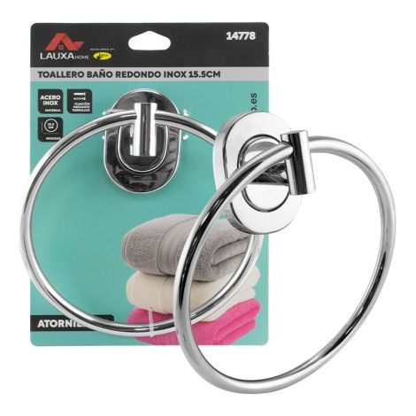 Toallero Baño Redondo Inox Lauxa Home 15.5cm Cromado (1/5)
