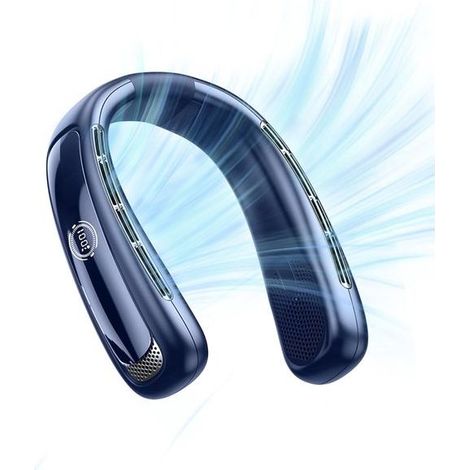 Climatiseur de cou portable - 5 vitesses - Flux d'air 3D à 360° - Ultraléger (0,76 lb) - Idéal pour voyages et activités de plein air (1/5)