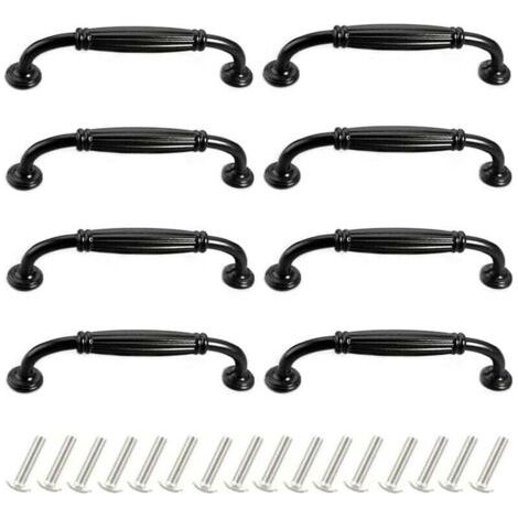 Lot de 8 Poignées de Portes Meubles 96mm en Alliage d'Aluminium Poignee pour Placard Tiroir Moderne avec Vis