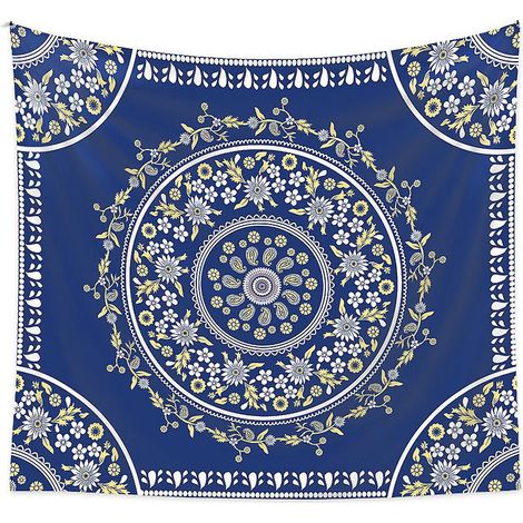 150200cm Tapisserie Bohmienne - Bleu Floral, Tapisserie Dcorative, Tapisserie Style Mandala, Fond De Scne (1/5)