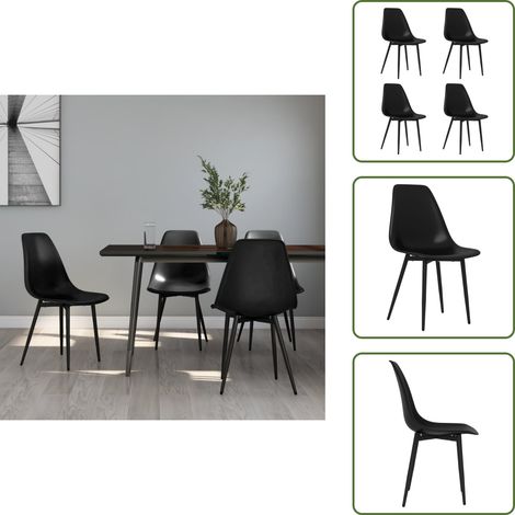 Chaises à manger lot de 4 noir PP - Chaise De Salle À Manger - Chaises Modernes - Chaises Design - Chaises Noires - Chaises Confortables (1/5)