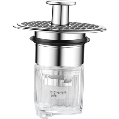 Bouchon de lavabo - inox/ABS - argenté - pour salle de bain (1/5)
