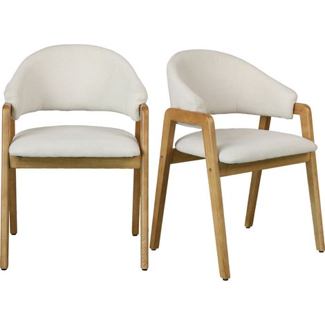 WOOL-Chaise en Frêne naturel et Tissu Trendy Ecru (x2) (1/5)