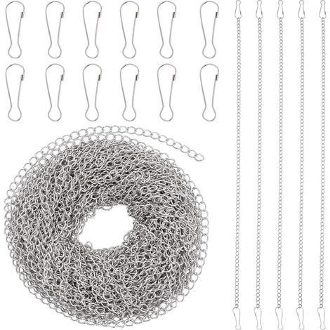 1 boîte de Chaîne de Suspension pour Plantes Argentée Torsadée de 10 m 32.8 pi avec 40 Crochets Accessoires Métalliques en Fer pour la Création de Supports pour Plantes Rideaux Lanternes et (1/5)