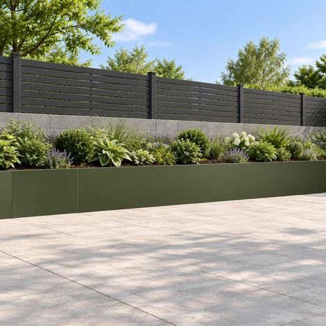 vidaXL Retaining Wall 6 pcs 60 x 12 x 30 cm Steel Olive Green (1/5)