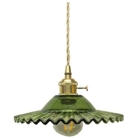 Forehill – Suspension en verre rétro E27 – Ø22 cm – Métal laiton – Tension AC 110-240V – Compatible ampoules LED – Pour pièces jusqu'à 15 m² (1/2)