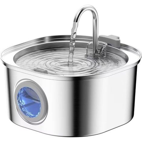 Trinkbrunnen für Katzen Trinkbrunnen für drinnen für Katzen/Hunde Edelstahl Trinkbrunnen mit Wasserstandsanzeige 3,2 l (1/5)