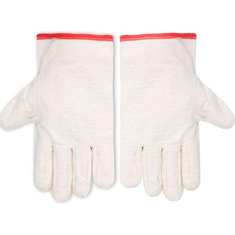 Gants de soudure en coton pur, 10 paires, toile 24 fils, blancs, doublure longue double couche, résistants à l’abrasion, épaissis, usage professionnel (Chili, sans échantillon, traitement seul). (1/5)