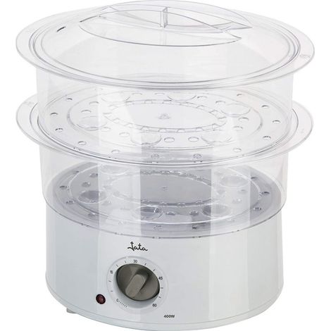 Vaporera Jata CV5020 con 2 cestas transparentes apilables, un recipiente para arroz o salsas y una rejilla para cocer huevos. Ca (1/5)