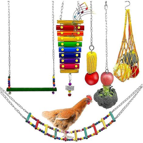 Lot de 6 jouets pour poulailler, balançoire et xylophone (1/5)