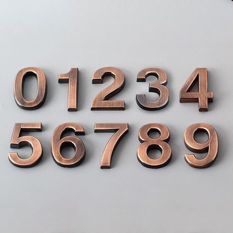 Chiffre Porte 3D Auto-Adhésif - Résine ABS - Pour Extérieur Intérieur - Bronze - 50 x 35 x 6 mm - Unité (1/5)