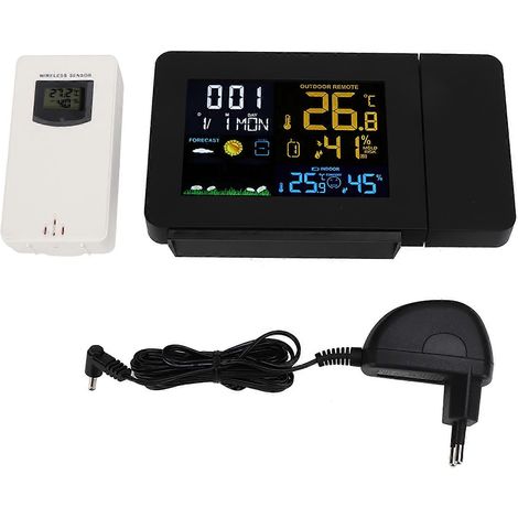 Multifunktionaler digitaler Wecker mit Farbdisplay und Projektionsfunktion, schwarz, elektronische Uhr mit LED-Anzeige, ideal für Schlafzimmer und Büro, Weck- und Wandprojektionsfunktion (1/5)