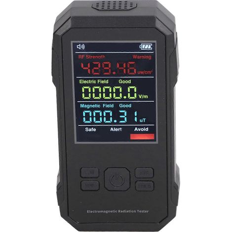 Détecteur de rayonnements, compteur EMF numérique noir à affichage LED, portable, alerte de niveau de champ électrique RF et magnétique, compteur Geiger (1/4)