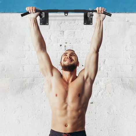 Barre traction fixation Noir 150 kg murale support sac frappe ou sangles TRX intégré charge max acier
