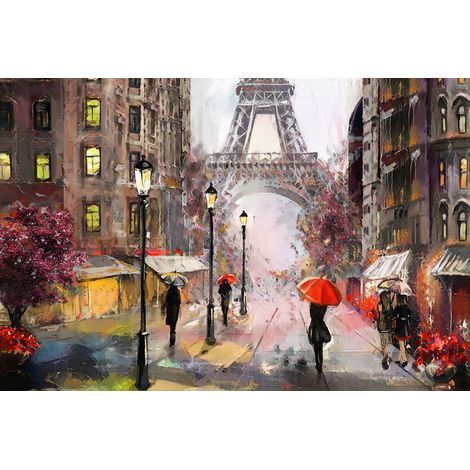 Tableau sur toile peinture Paris 30x45 cm - Impression sur Toile Murale Décorative - Image imprimée en HD sur Toile - Toile sur Châssis en Bois FSC - Fabriqué en France