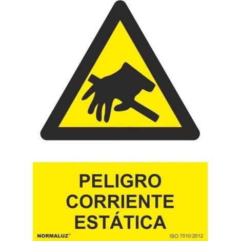 Señal de Peligro Corriente Estática SEKURECO                         100 x 150 mm                          ADHESIVOS DE VINILO (1/2)