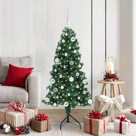 vidaXL Árbol de Navidad Artificial de Esquina Verde 150 cm PVC y Metal (1/5)