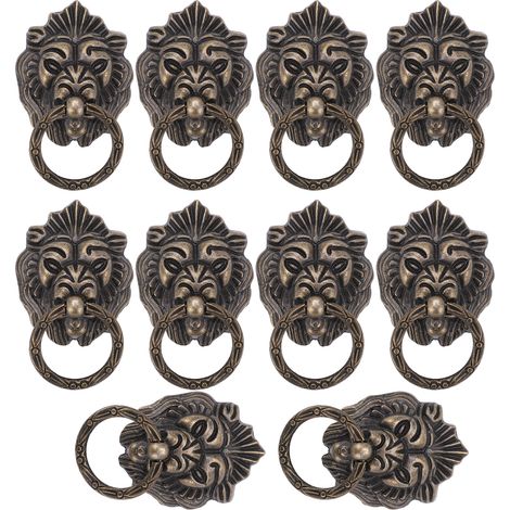 Poignées de meuble vintage lot de 10, boutons tête d'animal unique pour tiroirs, boîtes à bijoux, ferronnerie décorative, style rétro. (1/5)