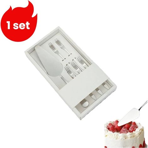 Ensemble de couverts à gâteau comprenant 1 couteau et 5 fourchettes à gâteau et à fruits argenté (1/5)