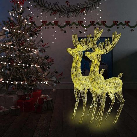 Rennes de Noël XXL Acrylique 250 LED 2 pcs 180 cm Blanc chaud (1/5)