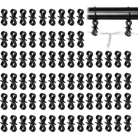 Lot de 120 clips de lumière de gouttière en forme de S pour lanternes de vacances, résistants aux intempéries, pour guirlandes lumineuses extérieures et décoration de vacances, 2,7 x 1,9 x 0,7 (1/5)