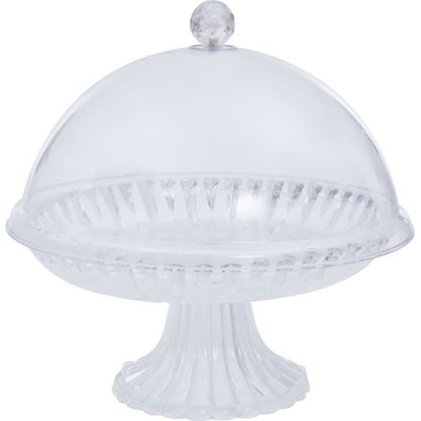 Interiors by Premier Clear Acrylic Cake Stand with Dome Lid, Elegant Glass Cake Stand And Dome Cover, Clear Acrylic Cake Holder (1/5)