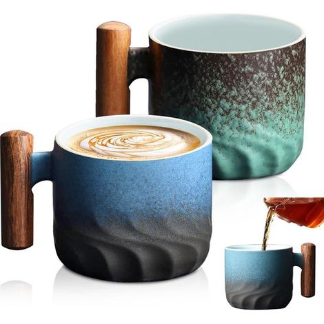 Set mit 2 Porzellan Kaffeetassen, Keramikbechern für Espresso, Cappuccino und Latte Macchiato, für Tee und Kaffee, 70 ml Fassungsvermögen (1/5)