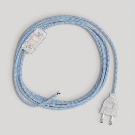 creative cables - Cablaggio per Lampada, Cavo RD75 Zigzag Blu Steward 1,80 m. Scegli Il Colore dell'interuttore e della Spina. - Trasparente