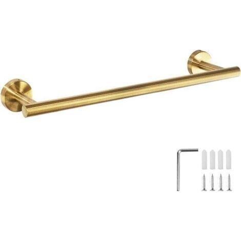 Barre porte-serviettes murale de 40 cm avec vis, acier inoxydable SUS 304, antirouille, accessoires de salle de bain, or brossé (1/4)