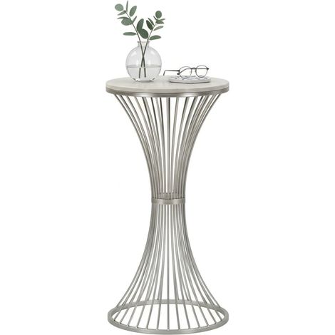 Dmora - Tavolino da salotto Sitnica, Tavolo basso da caffè, Portariviste per divano, Ripiano da soggiorno, Argento, 40x40 h79 cm