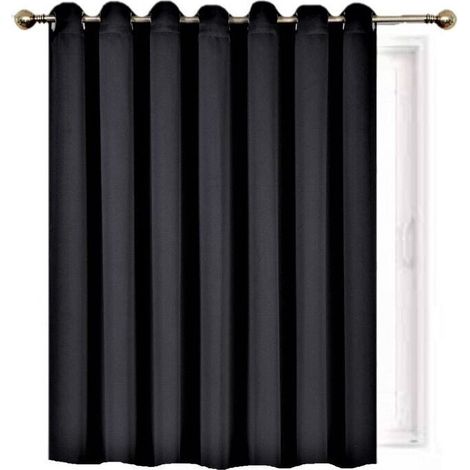 Rideau occultant noir à isolation thermique — Adapté aux portes-fenêtres coulissantes — Panneau simple extra-large (267 x 214 cm) (1/5)