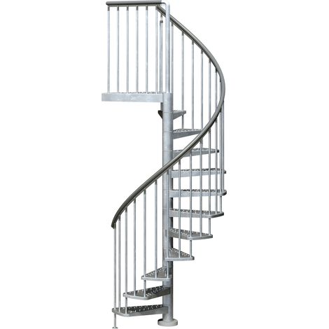 Dolle Aussentreppe Gardenspin 246-282cm Geschosshöhe 11 Stufen Metall gelocht Aussen-Ø125cm