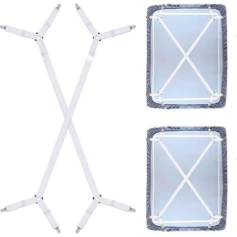 Set de Deux pièces Porte - Linge, Sangle de Fixation Criss Cross réglable, Plaque de lit à Plat, poignée d'angle élastique pour Matelas, Perche pour Rendre Votre Chambre Bien rangé (1/5)