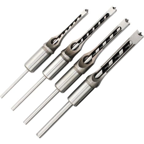 Ensemble de 4 Forets Carrés en Acier Allié Rainure en U pour Perçage Rapide, Outils Travail du Bois de Précision (1/5)