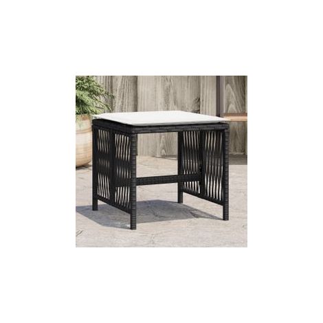 Tabourets de jardin avec coussins 4 pcs noir 41x41x36 rotin (1/5)