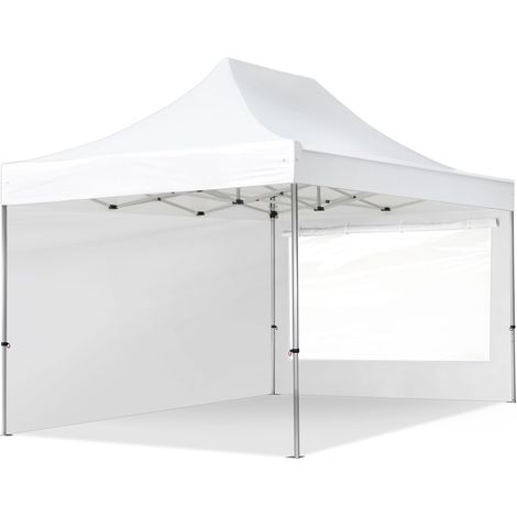 3x4,5 m Faltpavillon PROFESSIONAL Alu 40mm, Seitenteile mit Panoramafenstern, weiß