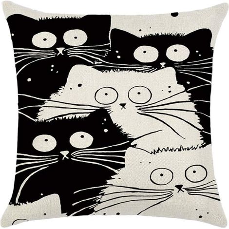 Chinchilla-Leinen-Kissenbezug, Cartoon-Katzenmuster, weicher Kissenbezug, Sofa, Zuhause, Auto, Büro, Dekoration