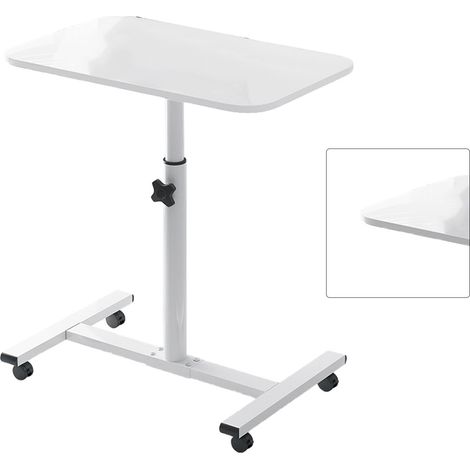Chariot mobile pour ordinateur portable, chariot à roulettes avec plateau pivotant à 360° pour bureau à domicile, couleur chaude (1/5)