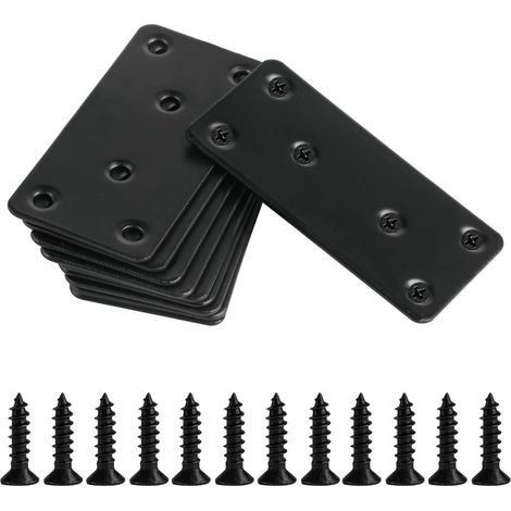 10 Pièces Plaques Perforées, Plaques Equerre d'Assemblage, Connecteur Bois, Connecteurs Plats en Acier Inoxydable, Connecteur de Réparation, Fer Plat Perforé, avec 60 Vis, 80x40x1.7mm (1/5)