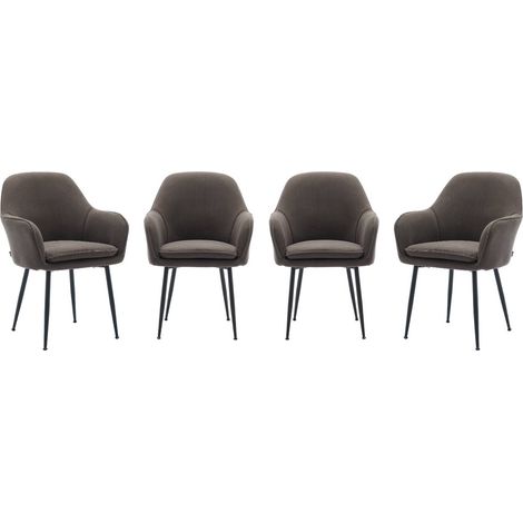 sweeek - 4er Set Samt Sessel mit Metallbeinen