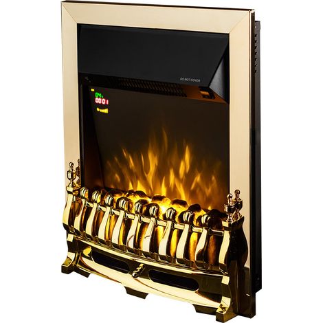 Camino Elettrico da Incasso 59,5x48,5x12 cm Effetto Fiamma 2000W Galileo gold Dorato (1/2)