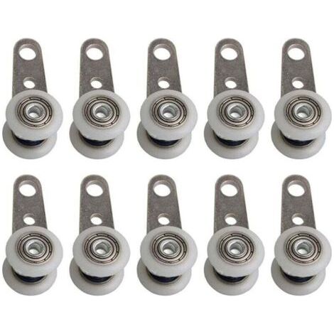 Lot De 10 Roulettes Pour Baies Vitrées Ou Portes Coulissantes - En Métal Et En Plastique - 4,5 X 1,9 Cm (1/5)