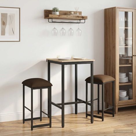 vidaXL Tabouret de bar 2 pc Taupe 40 x 32 x 74 cm Bois d'ingénierie (1/5)