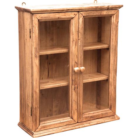Country-style solid lime wood, natural finish hanging display case. Made in Italy (1/3)