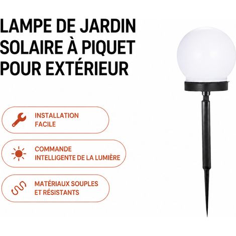 Lampe solaire boule 10 cm à piquer lumière blanche réf 3361 78 g – Livraison gratuite (1/5)
